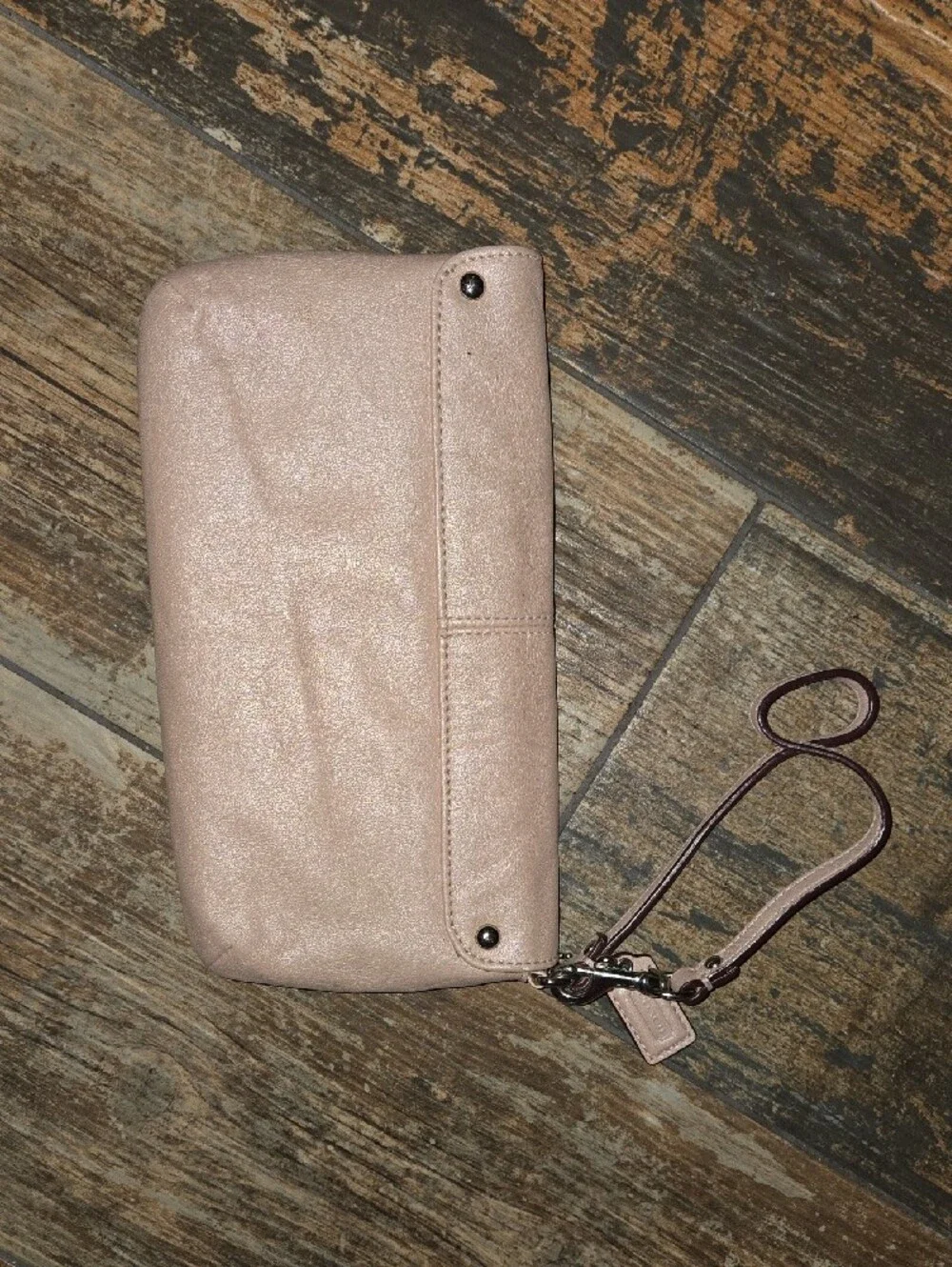 Coach Leather Wristlet in Blush Pink